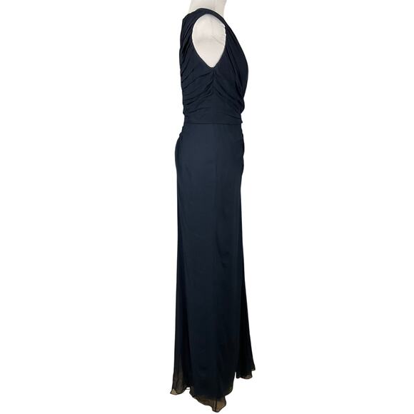 TADASHI SHOJI Dress Silk Chiffon Navy Blue Long 8 Formal Gown Event NWT $385 - Picture 15 of 16